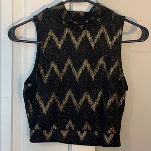Black and gold crop tank top